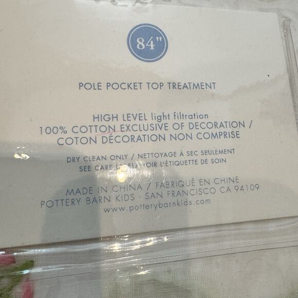 NWT Pottery Barn Curtain‎ Panel Dot Butterfly Pink Green Yellow Sheer 84” Pole - Picture 7 of 7